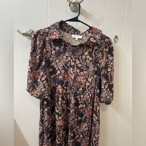 Bohme floral maxi dress button down collared